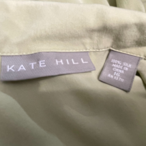 Kate Hill Cap Sleeve Button Up Green Silk Top Size 16 image 4