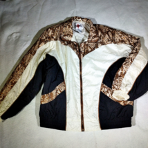 Vintage Active Frontier Snakeskin Print White/Black Nylon Zip Jacket 2XL - New - £16.13 GBP