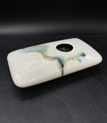 Ceramic George Town Pottery Ikebana Vase With Metal Flower Frog Signed R... - $39.59