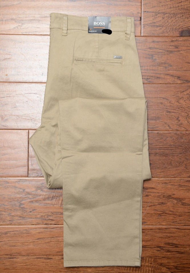 Hugo Boss Men&#39;s Schino Regular Fit Stretch Cotton Khaki Chino Pants W38 L30 - £68.82 GBP
