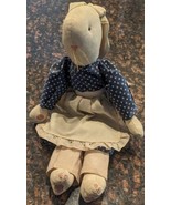 Vintage Plush Stuffed White Rabbit With Apron &amp; Outfit - £15.67 GBP