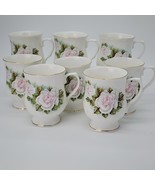 ♻️ Vintage Hitkari Potteries 8-Mugs Bone China Delicate Floral (Made in ... - $118.79