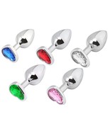 Anal Stainless Steel Heart Shape Jeweled Large Butt Plug - $275.44 MXN