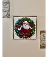 Santa Claus Christmas Wreath with gold frame, Santa Christmas Wreath Dec... - $95.00