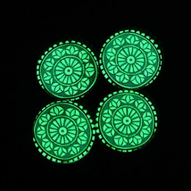 2 Mandala Cabochons Glow in the Dark 18mm Flat Backs Round Glass Floral A - £3.39 GBP