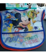 Disney Mickey Mouse + 2 pk Toddler Bibs 6M+ Water Resistant - PVC Free -... - £7.31 GBP