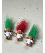 Lot of Mini Russ Plastic TROLL Angel Dolls w Green &amp; Red Fuzzy Hair  – 2... - £9.04 GBP