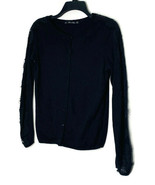 Zara Knit Size Medium Black Cardigan Sweater Crochet Lace Sleeve Detail ... - £14.78 GBP