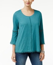 Style &amp; Co Womens Petite Crochet Trim Bell Sleeve Top, Petite Small - £35.88 GBP