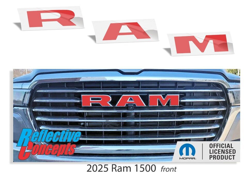 RAM Grille Emblem Overlay Decal Sticker - 2025 Ram 1500Mopar Official License...