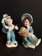 VTG RARE 1960 Porcelain Figurine Boy Top Hat /Girl with Flower Basket, W... - $38.65