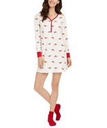 Charter Club Womens Thermal Waffle Knit Sleep Shirt Gown Red Socks Dogs XL - £22.02 GBP