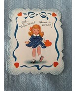 Mini A-Meri-Card Paper Valentines Day Card Early 1900&#39;s Little Girl Vint... - £3.72 GBP