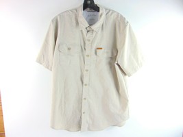 Orvis Tan Polyester Short Sleeve Button Up Shirt L - £17.31 GBP
