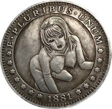 Medalla de fantasía de dólar de plata de 1881 con diseño de anime audaz - $18.56 CAD