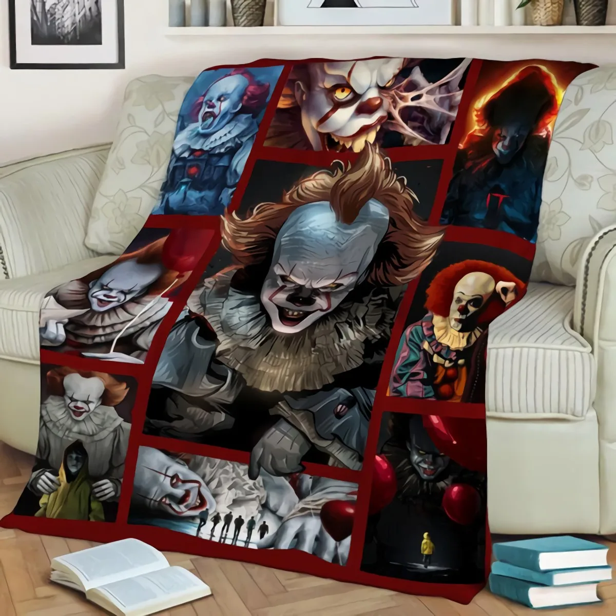 Movie Pennywise It Horror Character Blanket Halloween Horror Movie Lover - £43.15 GBP+