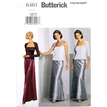 Butterick Sewing Pattern 6401 Evening Gown Skirt Top Shrug Misses Size 6-10 - $8.99