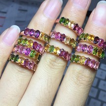 [MeiBaPJ Natural Tourmaline Gemstone Fashion Colorful Stone Flower Ring for Wome - £25.28 GBP