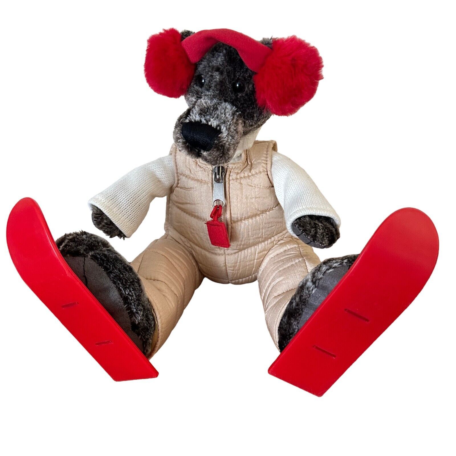 Bath And Body Works Benny Dog Plush Stuffed Toy Snow Ski Suit Ear Muffs - £9.52 GBP