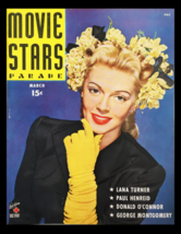 COVER ONLY Movie Stars Parade March 1944 Lana Turner, Paul Henreid No Label - £7.40 GBP
