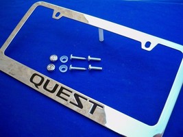Licensed Chromed Metal License Plate Frame w Logo Caps Fits For Nissan Quest - $19.79