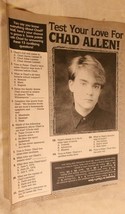 Chad Allen Vintage Teen Magazine 1 Page Article Test Your Love For Chad Allen - £7.77 GBP