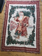 Goodwin Weavers Santa Christmas Blanket 65&quot; x 45&quot; Fringe Throw - £19.97 GBP