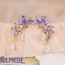 Dainty Purple CZ Butterfly Earrings - $11.50