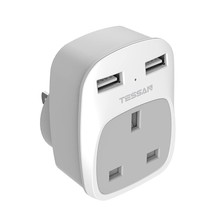 Uk To Us Plug Adapter, Uk Plug Adapter With Ac Outlet 2 Usb Ports, Uk Power Adap - £22.44 GBP