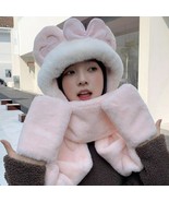 Bunny &amp; Teddy Plush Handwarmer Scarf Hat Combo | Unisex Rabbit Bear Cosp... - €37,92 EUR