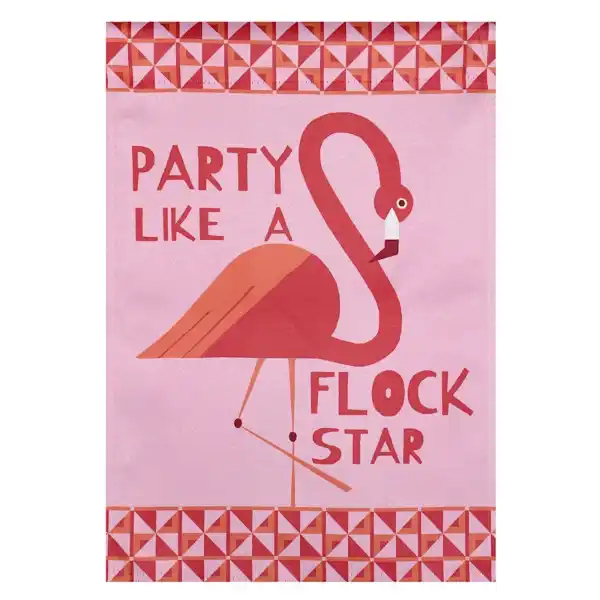 Party Like A Flock Star Flamingo Summer Garden Flag -2 Sided, 12.5&quot; x 18&quot; - $9.00