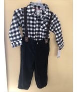 Carter&#39;s Boy&#39;s Cotton Checker Bodysuit Suspenders &amp; Corduroy Pants Set 1... - $15.84