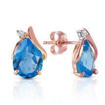 Galaxy Gold GG 14k Rose Gold Stud Earring with Diamonds and Blue Topaz - £437.51 GBP