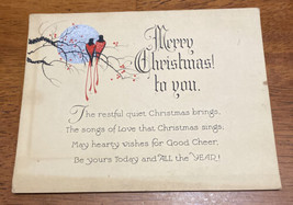 EARLY 1900&#39;s POSTCARD &quot;MERRY CHRISTMAS TO YOU.” Birds Branch - £3.88 GBP