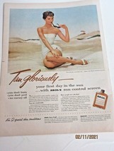 1955 vintage AD SKOL Sun Tan Lotion Beautiful model at beach  nice ad ! #2 - £3.98 GBP