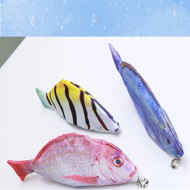 Cute Simulation Fish Pencil Case Kawaii Cartoon Zipper Pencil Box Large Capacity - £19.30 GBP