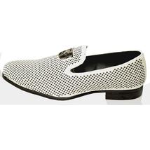Stacy Adams Men Shoes Swagger Studded Slip On Satin Black White Formal 25228-111 image 3
