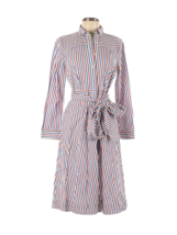 NWT J.Crew Tie Waist Shirt Dress in Red Blue Stripe Button Down Shirt Dress 2 - £39.08 GBP