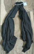 Ladies Scarf by Gertex Black Fray Edges 100%Polyester One Size **FREE SHIPPING** - £6.44 GBP