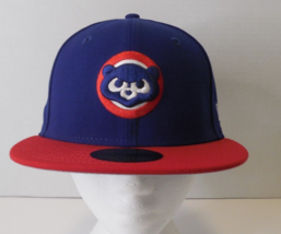 Chicago Cubs Cooperstown 59FIFTY Men's Baseball Hat Cap Fitted 6 7/8" Blue Red - £25.98 GBP