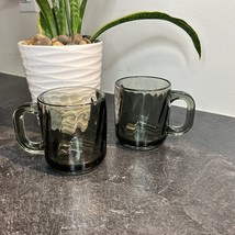 Vintage Set of 2 Libbey Smoke Gray Swirl Glass Mug/Cup Coffee/Tea Mid Ce... - $12.56 CAD