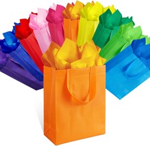 30 Pcs Reusable Gift Bags with Handles and Tissues Party Favor Bags Non Woven Sm - £28.13 GBP