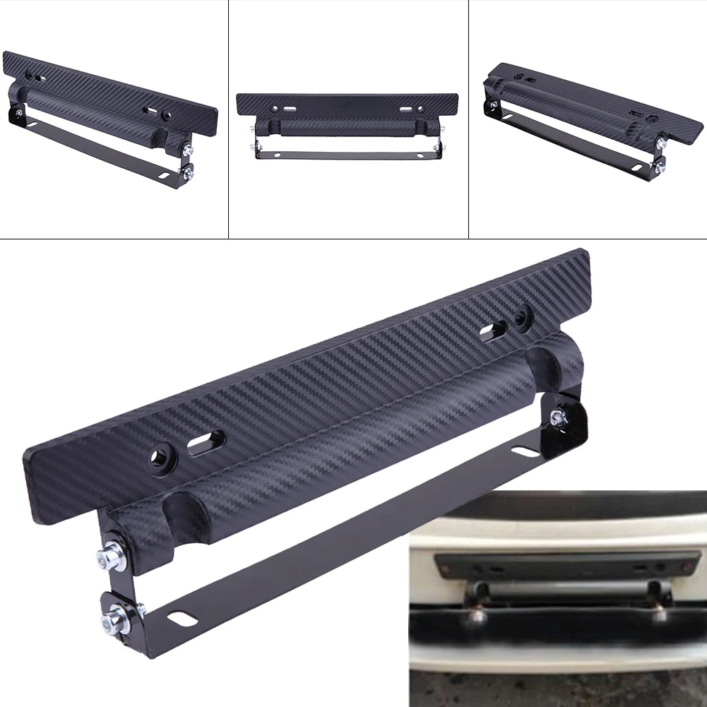  holder frame universal car licence number plate holder bracket black carbon fiber mesh thumb200