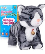 Pattern Gray Robot Cat Plush Cat Stuffed Animal Interactive Cat , Meow K... - £40.88 GBP