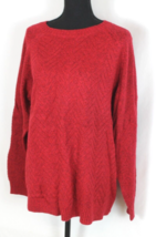 SONOMA SWEATER WOMAN SIZE XXL RED CABLE KNIT CREW NECK L/S RELAX FIT CHE... - £13.10 GBP