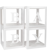 Baby Boxes with Letters for Baby Shower, 4 Transparent Balloon Boxes wit... - £9.79 GBP