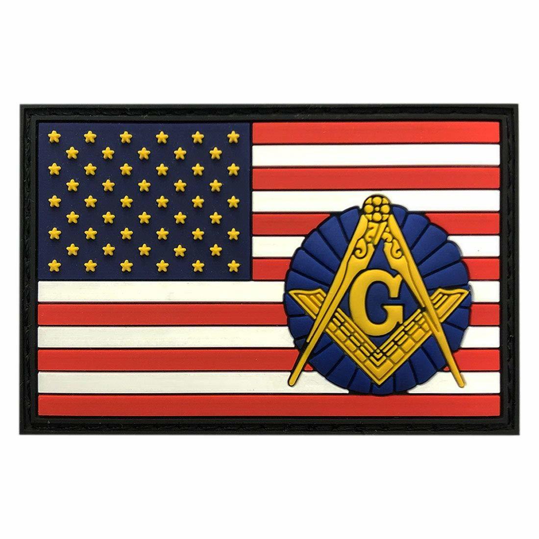 Masonic usa american flag tactical hook patch 3d pvc rubber 3 0 x 2 0