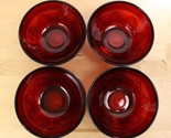 4x Luminarc Cristal d&#39;Arque Ruby Red Pressed Glass Bowls 5-5/8&quot; Soup Cereal - £31.06 GBP