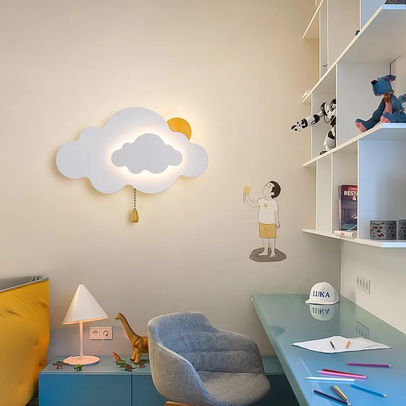 Cloud Wall Lamps Children&#39;s Room Bedside Lamp Minimalist Modern Nursery Baby - £39.86 GBP
