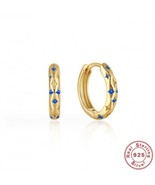 925 STERLING SILVER STARRY CUBIC ZIRCONIA INLAID HUGGIE EARRINGS - $27.73 CAD